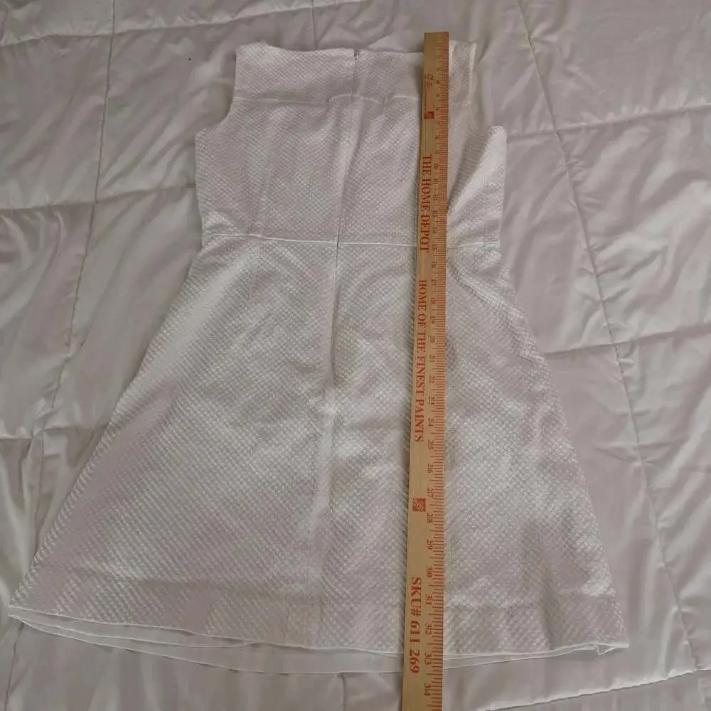 Tory Burch White Sleeveless Square Neck Textured Mini Dress Size 12